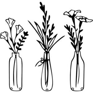 Metal Flower Wall Decor Set Black Hanging Art for Bedroom Kitchen Living Room